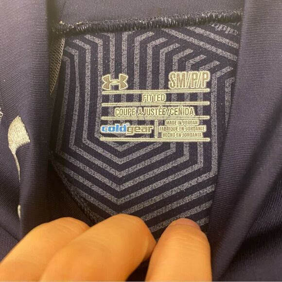 Under Armour mens blue Compression gold gear fleece lined long sleeve top mock S - Picture 7 of 12